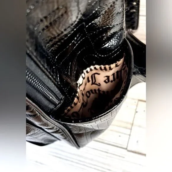065- Juicy Couture Black Patten Leather Small Backpack - Picture 10 of 11